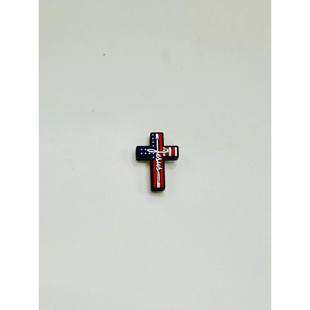 USA Flag the US Cross Jesus Religious Christianity Patriotic Silicone Focal Beads