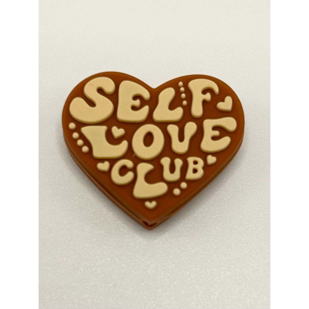 Self Love Club Heart Silicone Focal Beads, 23mm by 27mm