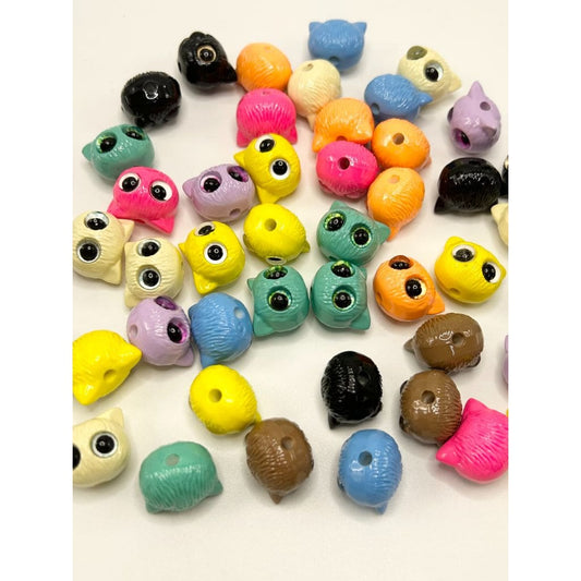 Cat Owl Acrylic Beads, Random Mix Color