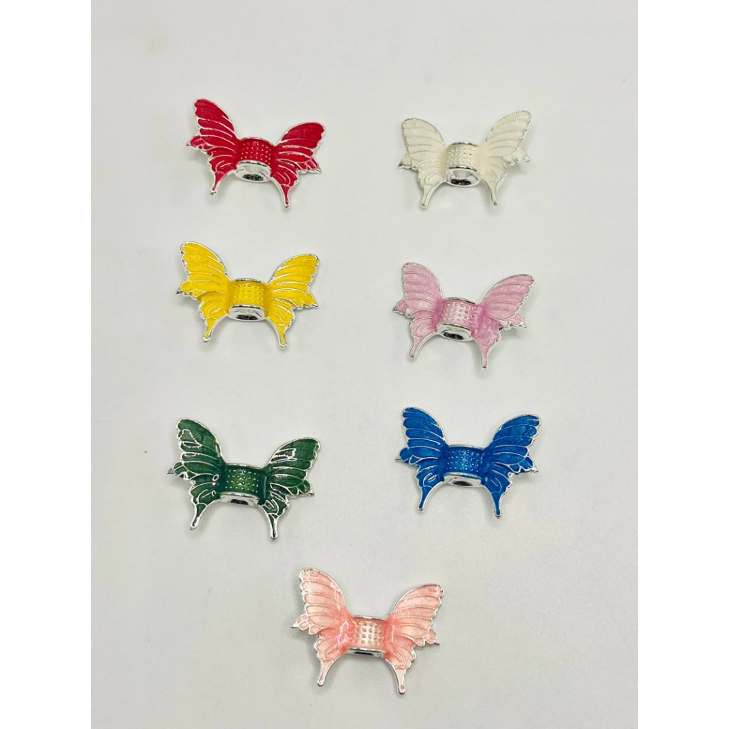 Butterfly Angel Wings Spacers, Metal, Single Side is Painted Back is Silver Color, Random Mix, YY