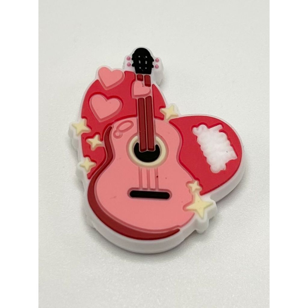 Pink Guitar Love Songs Heart Silicone Focal Beads
