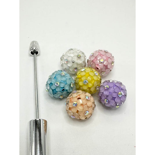 Clay Beads Flowers Rhinestone Floral Pastel Colors 18mm Random Mix