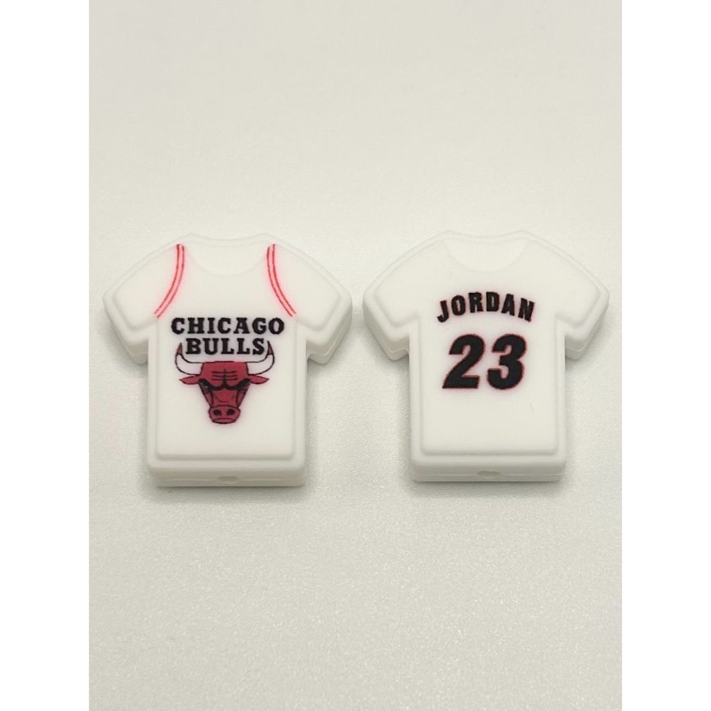 Jordan 23 & Bull Printed Jersey Silicone Focal Beads PLEASE READ DESCRIPTION