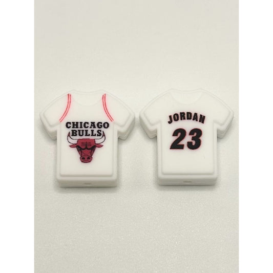 Jordan 23 & Bull Printed Jersey Silicone Focal Beads PLEASE READ DESCRIPTION