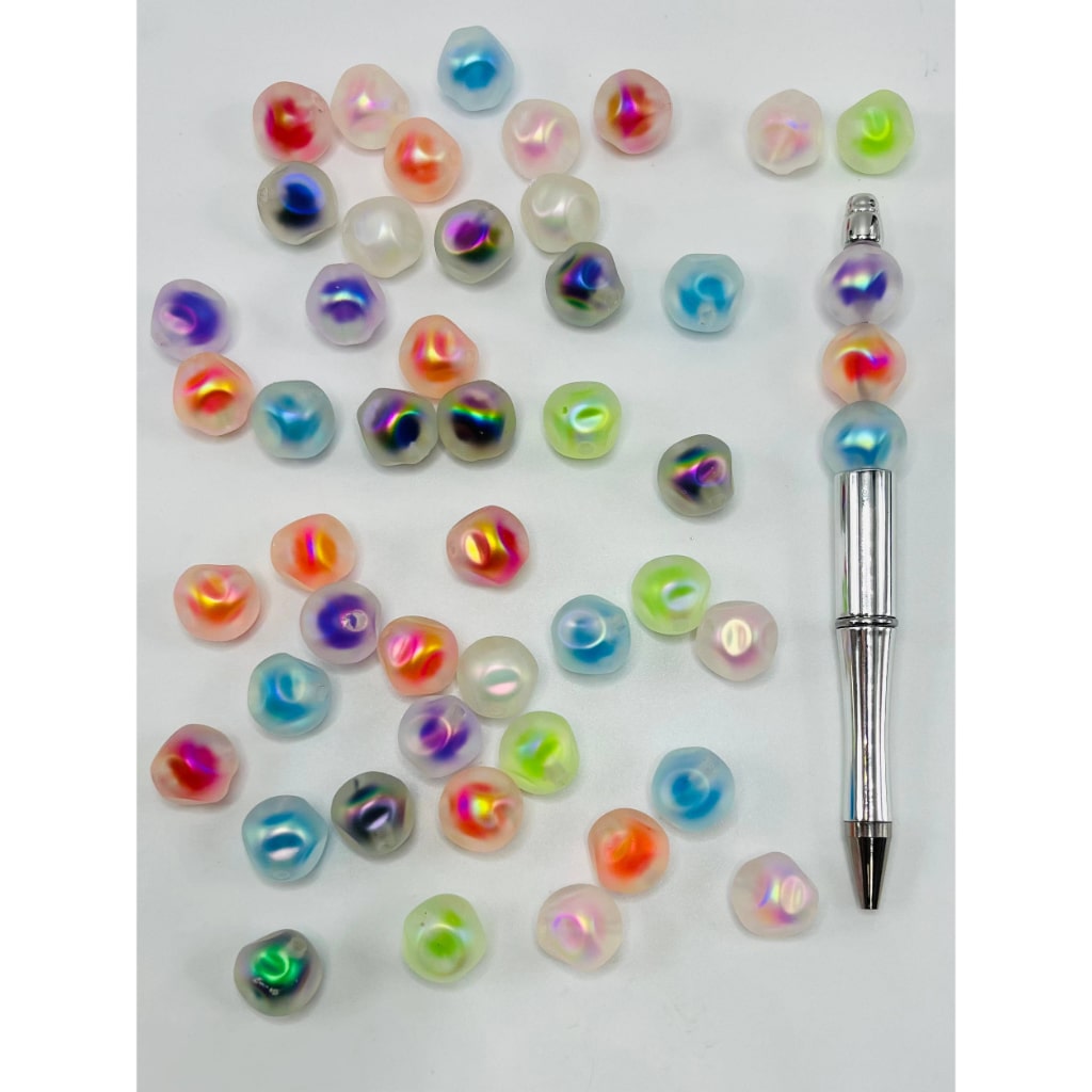 Double Layer Acrylic Beads with Uneven Surface and Frosty UV Finish, 16 mm, Random Mix, ZA