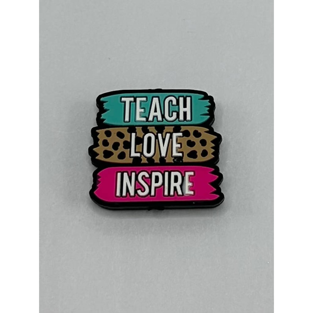 Teach Love Inspire Jaguar Print Teacher Education Silicon Focal Beads