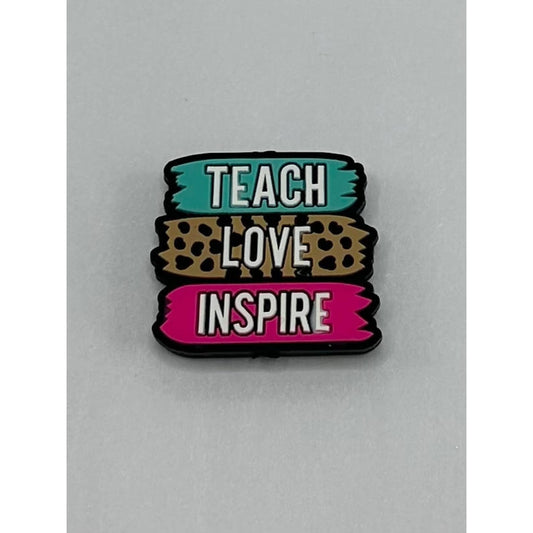 Teach Love Inspire Jaguar Print Teacher Education Silicon Focal Beads