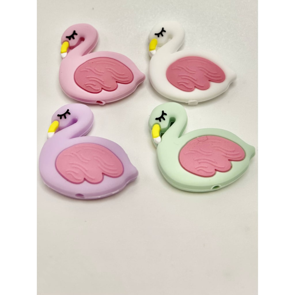 Flamingo Swan Goose Bird Silicone Focal Beads