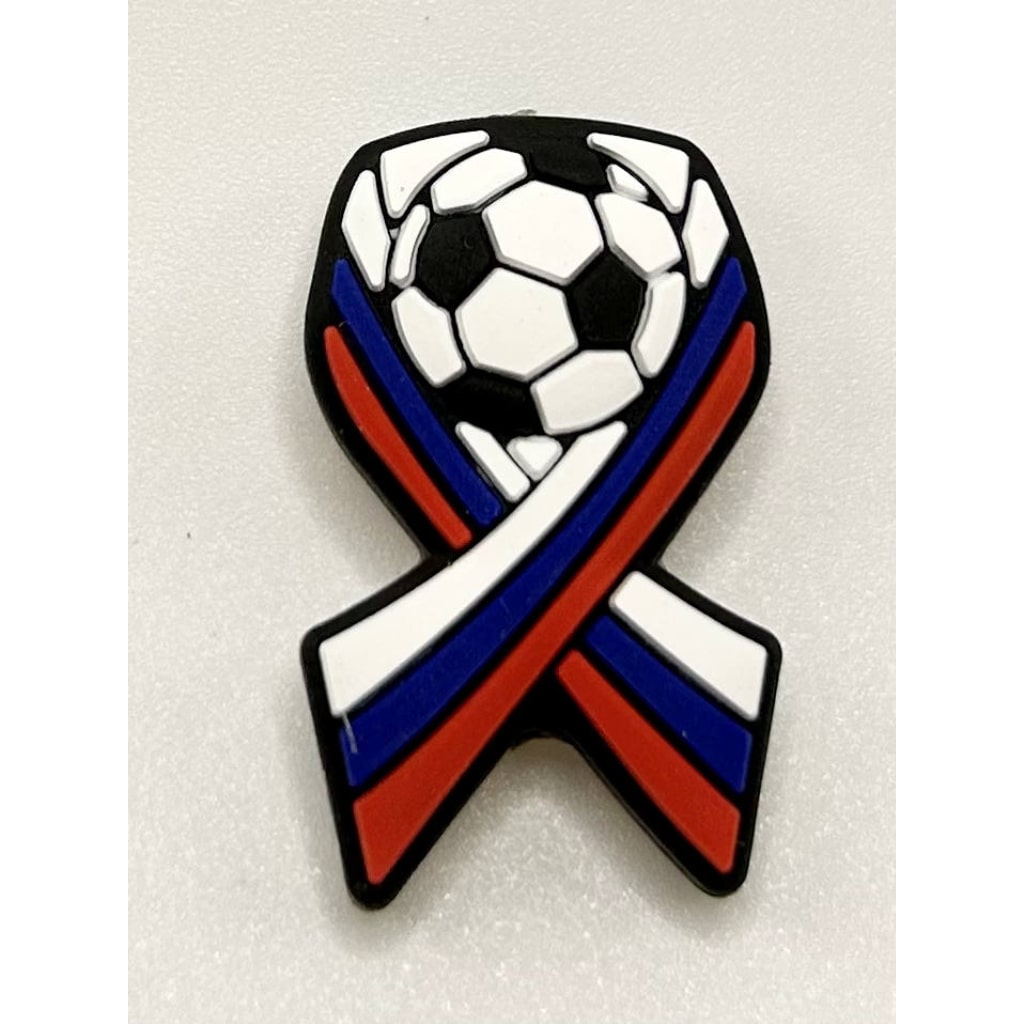 Russian Flag Soccer Ball Ribbon Silicone Focal Beads