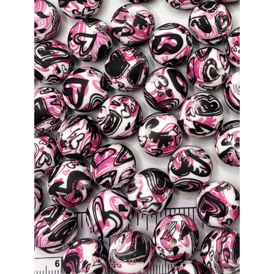 Abstract Printed Silicone Beads Number 434 – Beadable Bliss