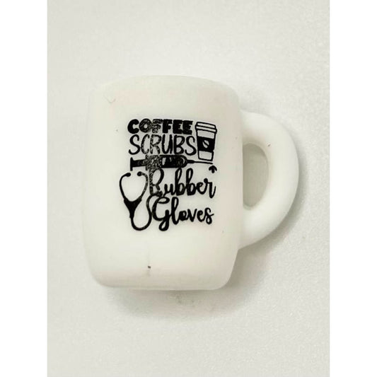 Coffee Scrubs and Rubber Gloves Cup Mug 3D Silicone Focal Beads