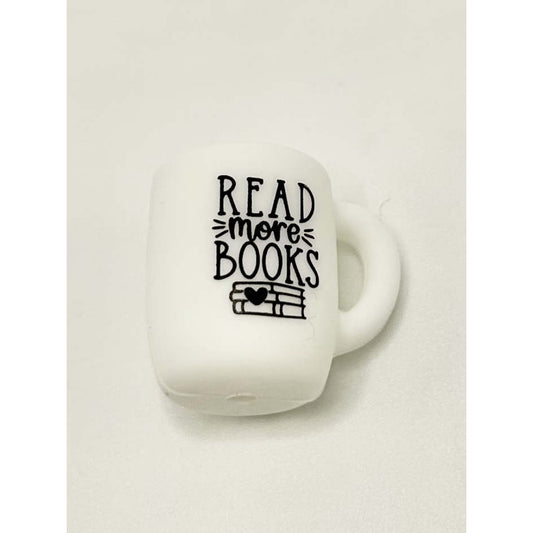 Read More Books Cup Mug 3D Silicone Focal Beads