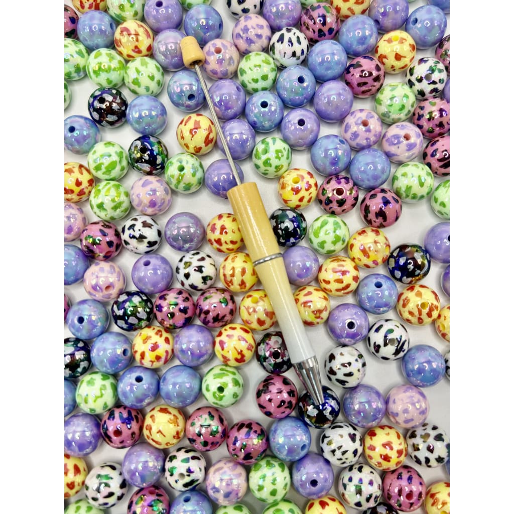 Animal Prints Cow Acrylic Beads 16mm Random Mix