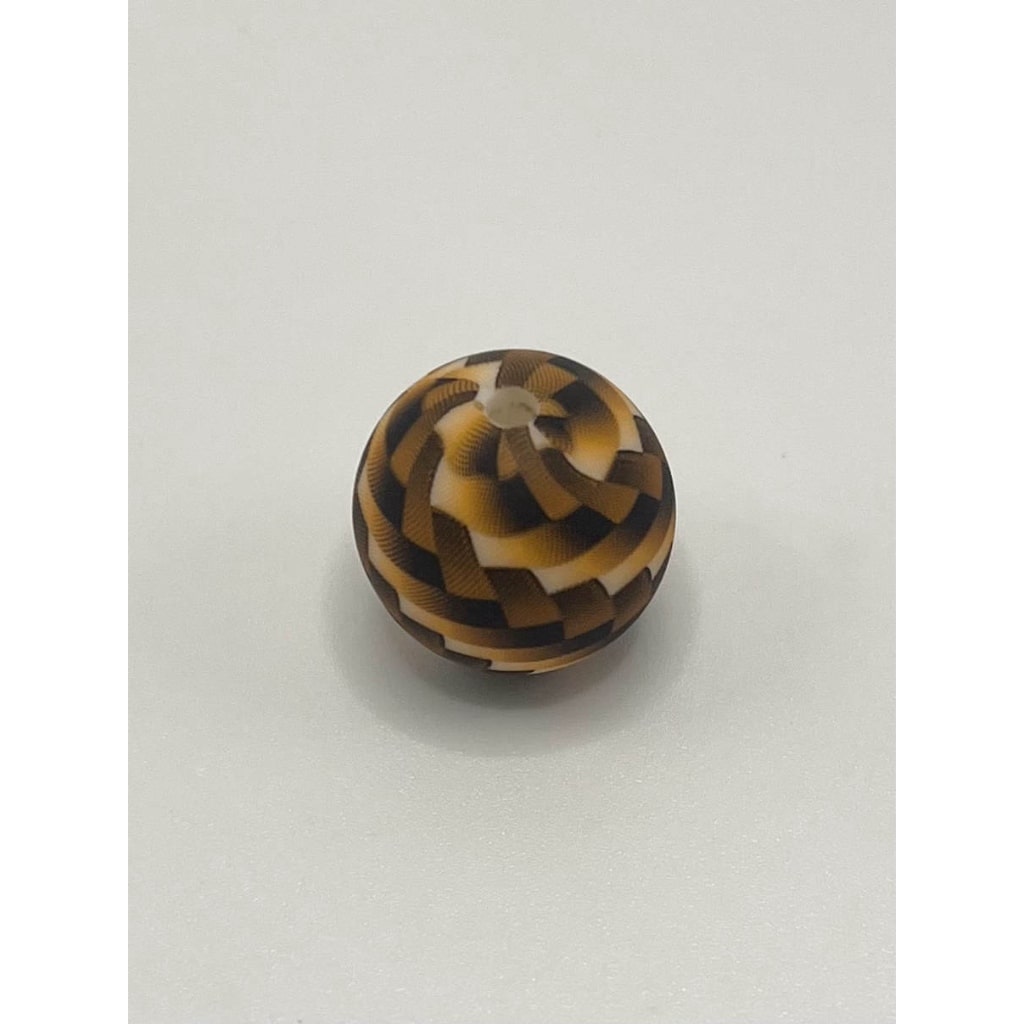 Brown Pattern Printed Silicone Beads Number 405