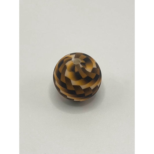 Brown Pattern Printed Silicone Beads Number 405