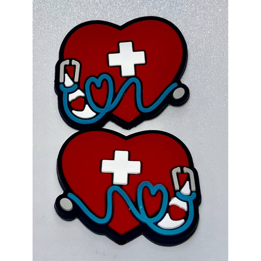 Medical Doctor Heart Stethoscope Cross Silicone Focal Beads