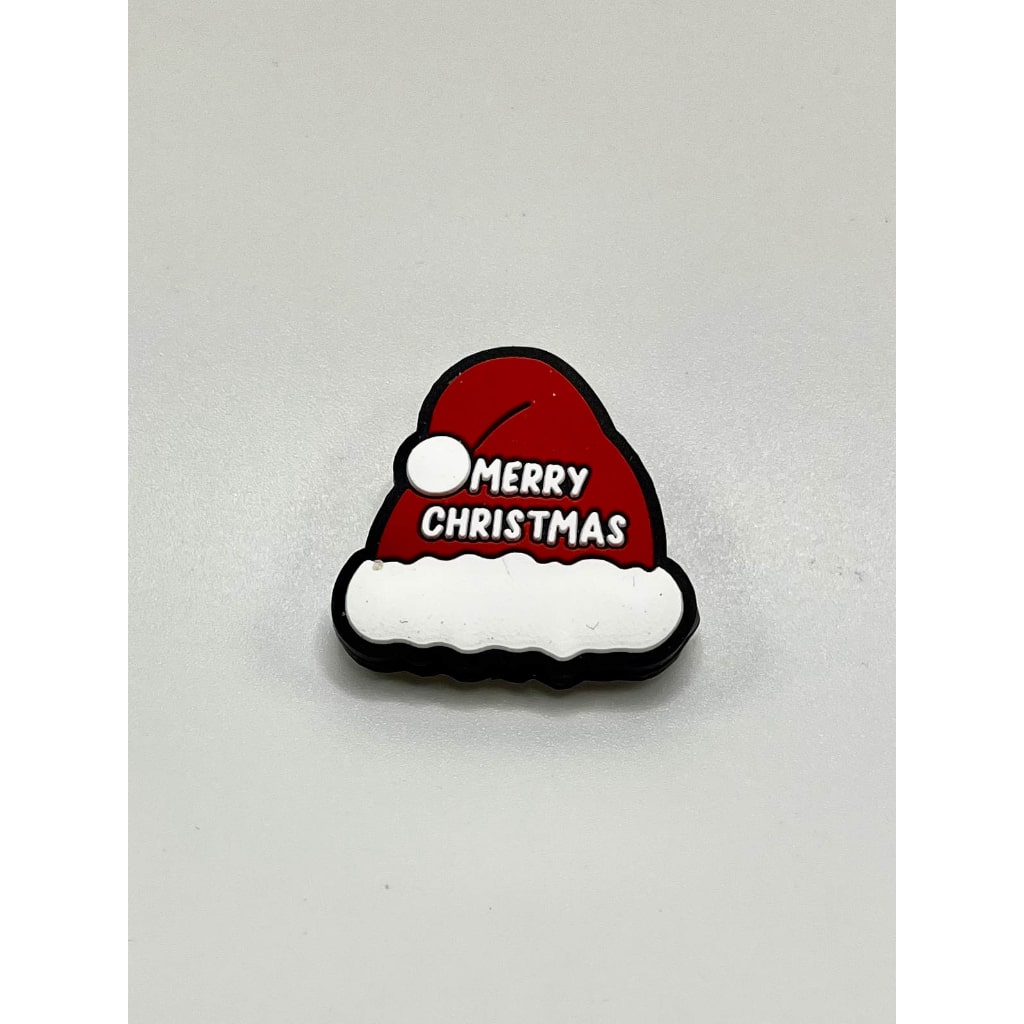 Merry Christmas Hat Red Silicone Focal Beads, 30mm