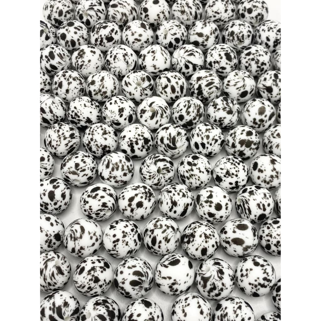 Black Spot Printed Silicone Beads Number 348