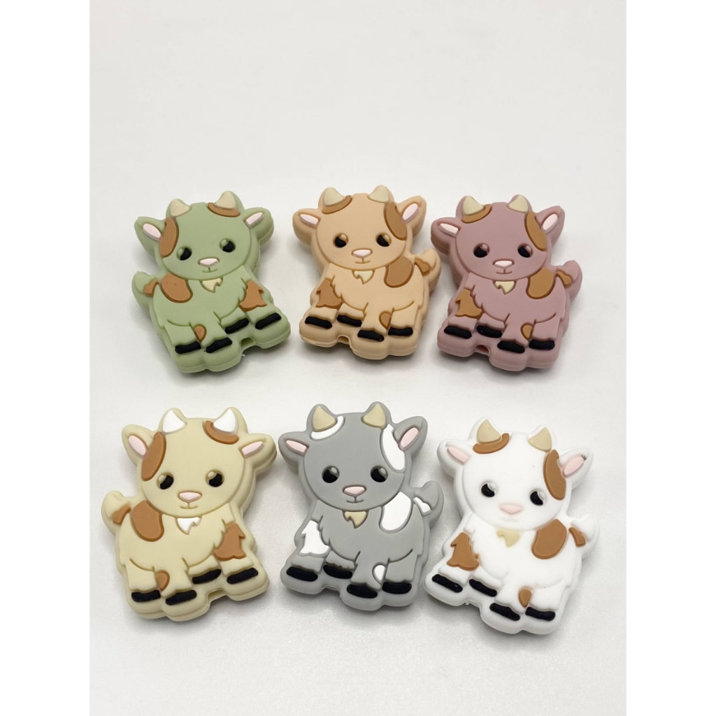 Cute Goat Kid Silicone Focal Beads Random Mix