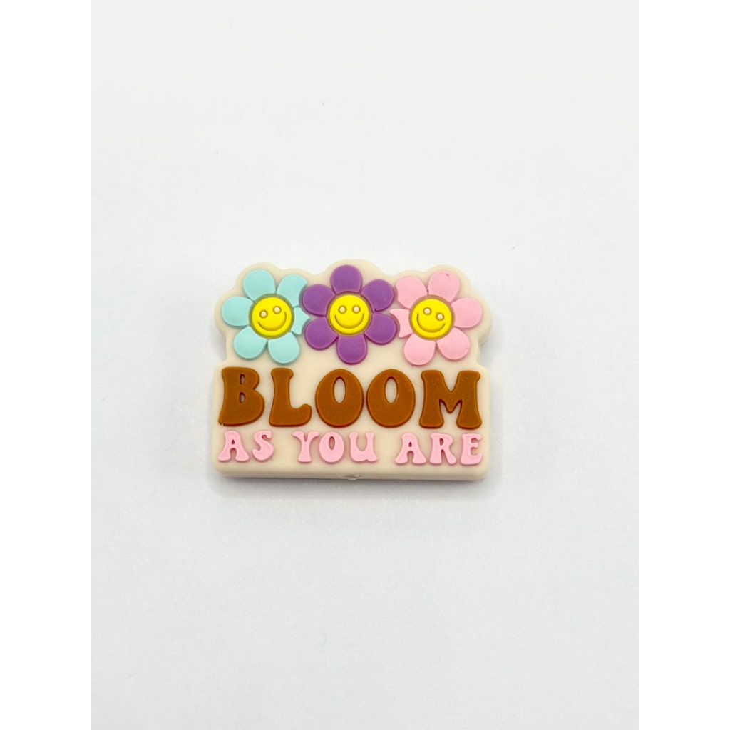 Cute Positive Vibes, Sayings with Flowers, Silicone Focal Beads