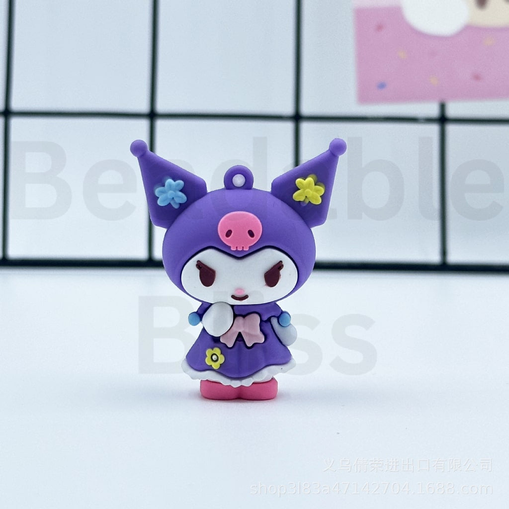 Large 3D Cute Sanri HK Kurom Melod Cinnamorol PVC Pendants for Keychain, Around 32-55MM