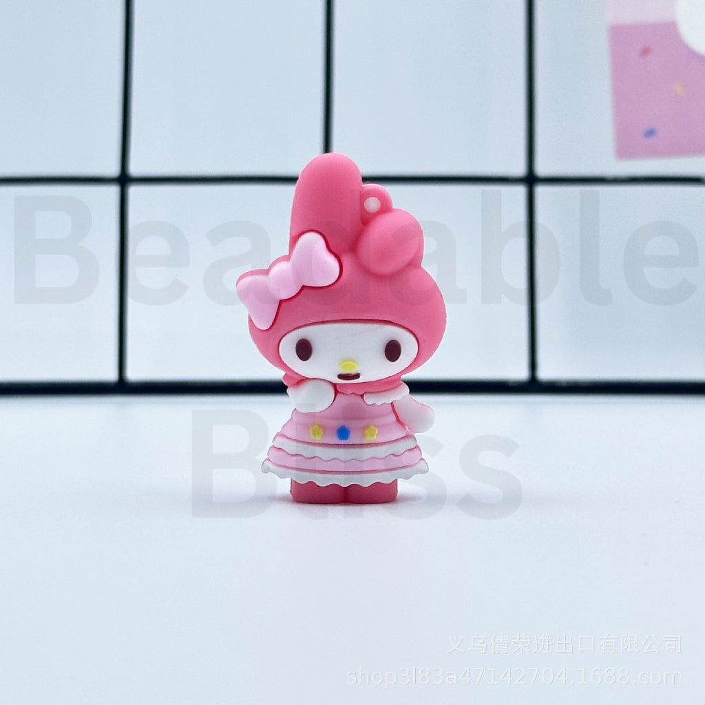 Large 3D Cute Sanri HK Kurom Melod Cinnamorol PVC Pendants for Keychain, Around 32-55MM