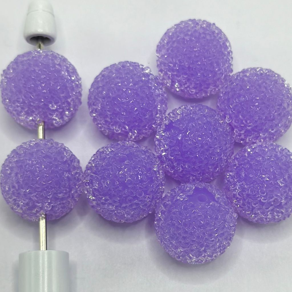 Hard Sugar Beads in Solid Colors Clear Rhinestones Candy Round 20mm