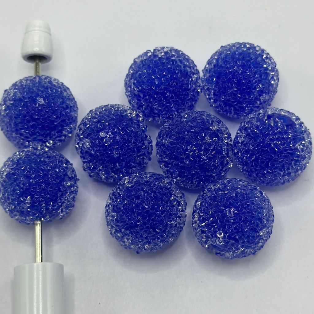 Hard Sugar Beads in Solid Colors Clear Rhinestones Candy Round 20mm