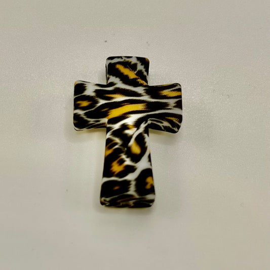 Jaguar Leopard Cougar Cheetah Print Cross Silicone Focal Beads