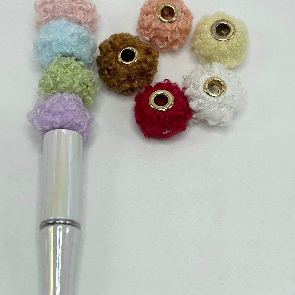 Pom Pom Beads, Plush Fluffy, 12*20mm, Random Mix