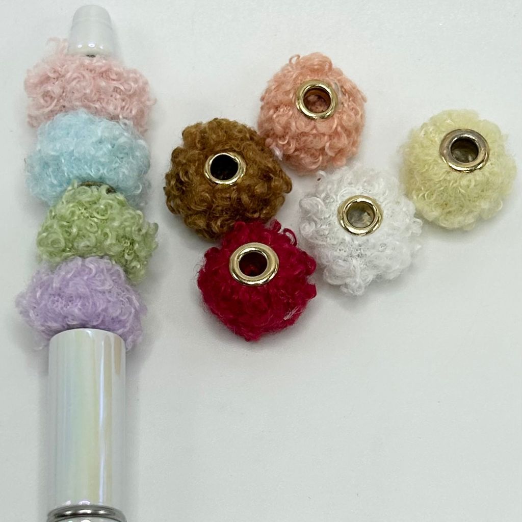 Pom Pom Beads, Plush Fluffy, 12*20mm, Random Mix