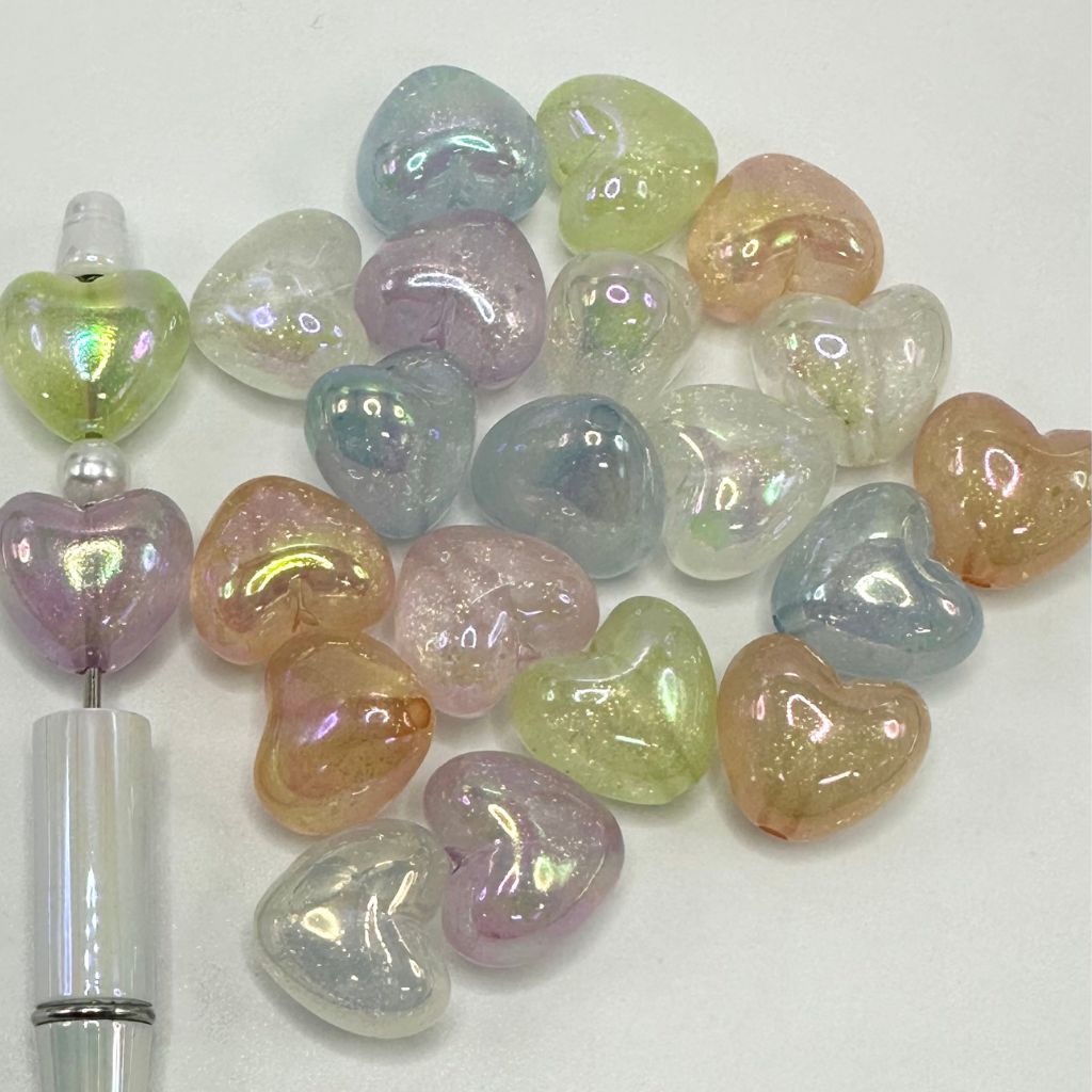 Glitter Luminous Glow in the Dark Heart Acrylic Beads, 18*22mm Heart, Random Mix