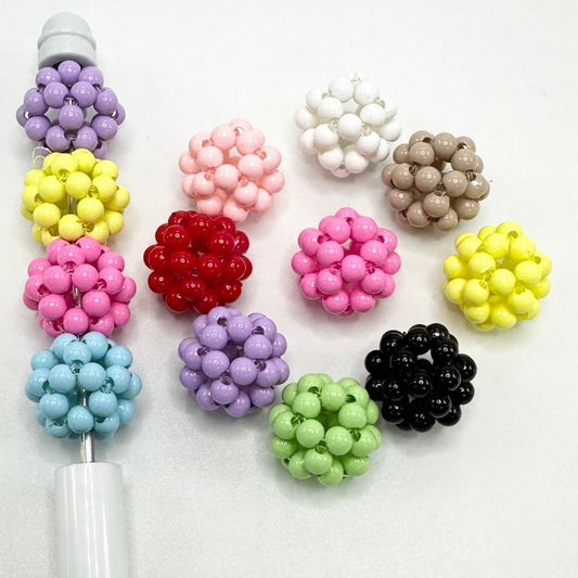 Colorful Ball Shaped Tied Cute Acrylic Beads Lightweight 16mm