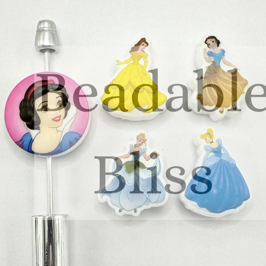 Canderella Snw White Belle Cute Princesses Silicone Focal Beads Random Mix