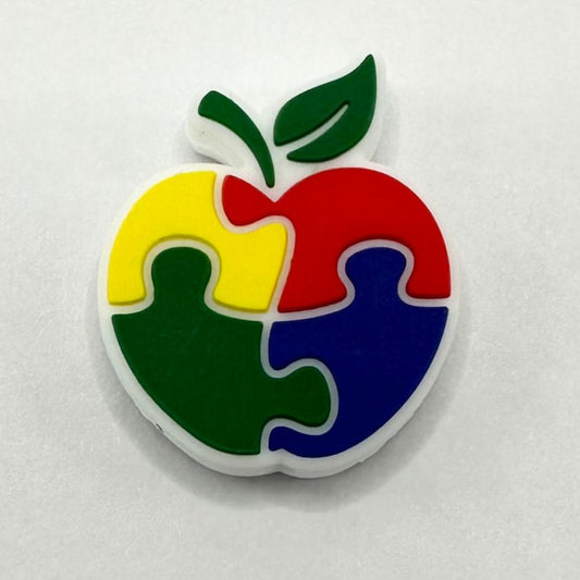 Colorful Apple Jigsaw Puzzle Autism Education Silicone Focal Beads