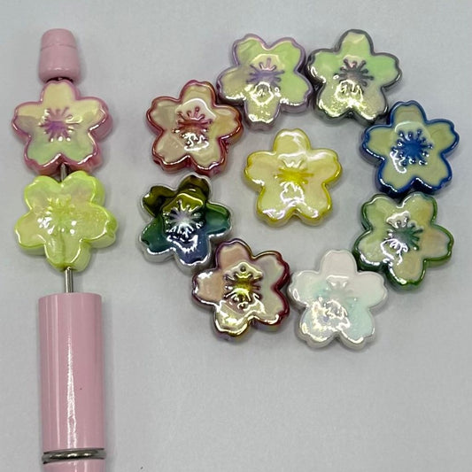 Shiny Multicolor Flowers Floral Design Beads 19mm