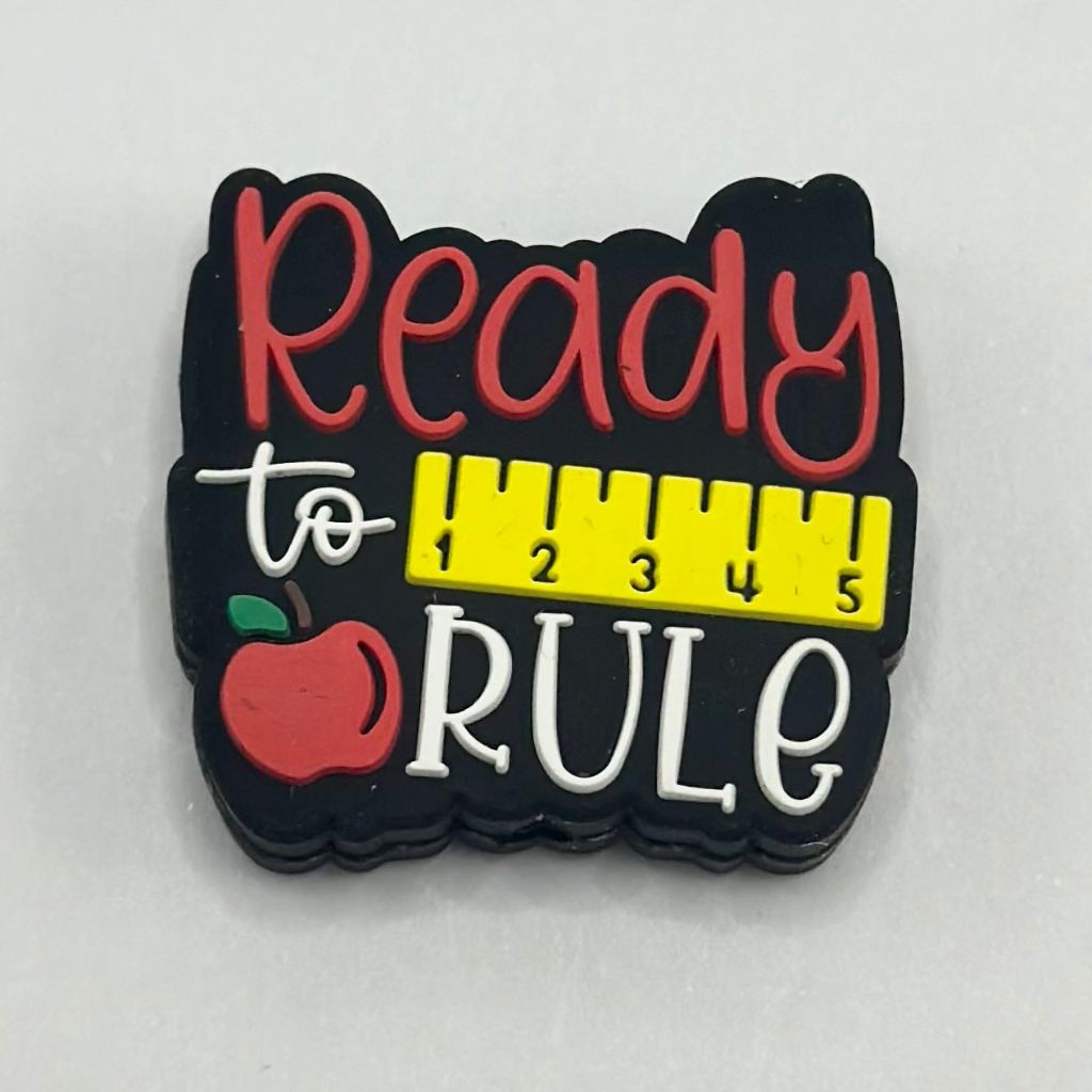 Ready to Rule Teacher Apple Yellow Ruler Silicone Focal Beads