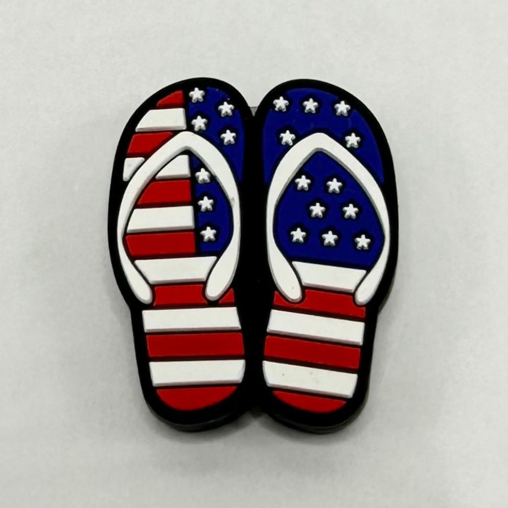 USA Flag US Patriotic Flip Flop Slippers Independence Day American Silicone Focal Beads