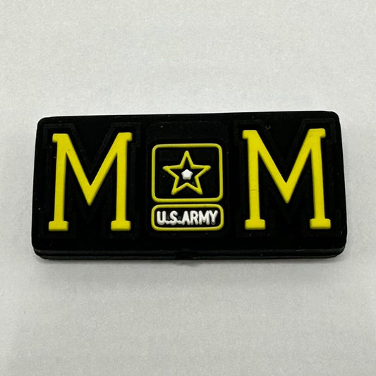 MM US Military Yellow Army Mom Stripe Silicone Focal Beads