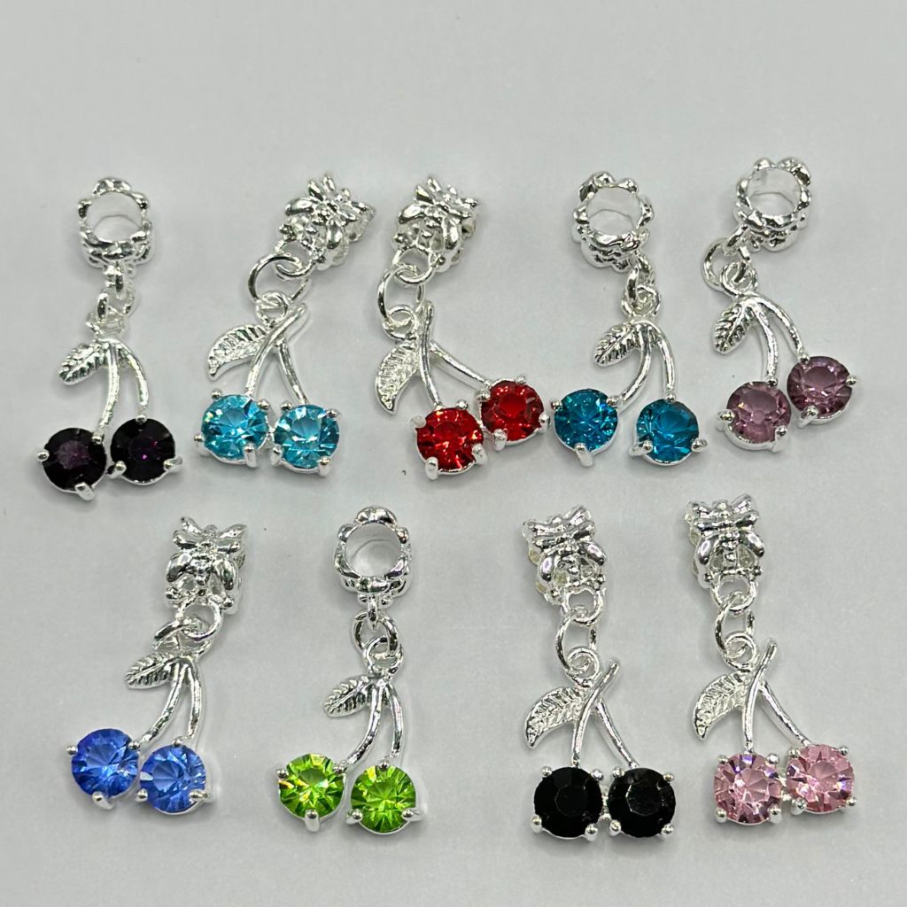 Fancy Sparkling Cherry Rhinestone Spacers for Pen Bail Bead with Charm Random Mix