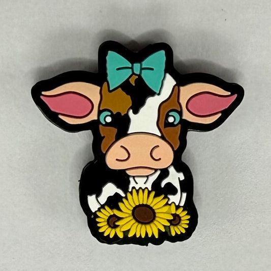 Western Country Cow Calf Sunflower Bow Silicone Focal Beads