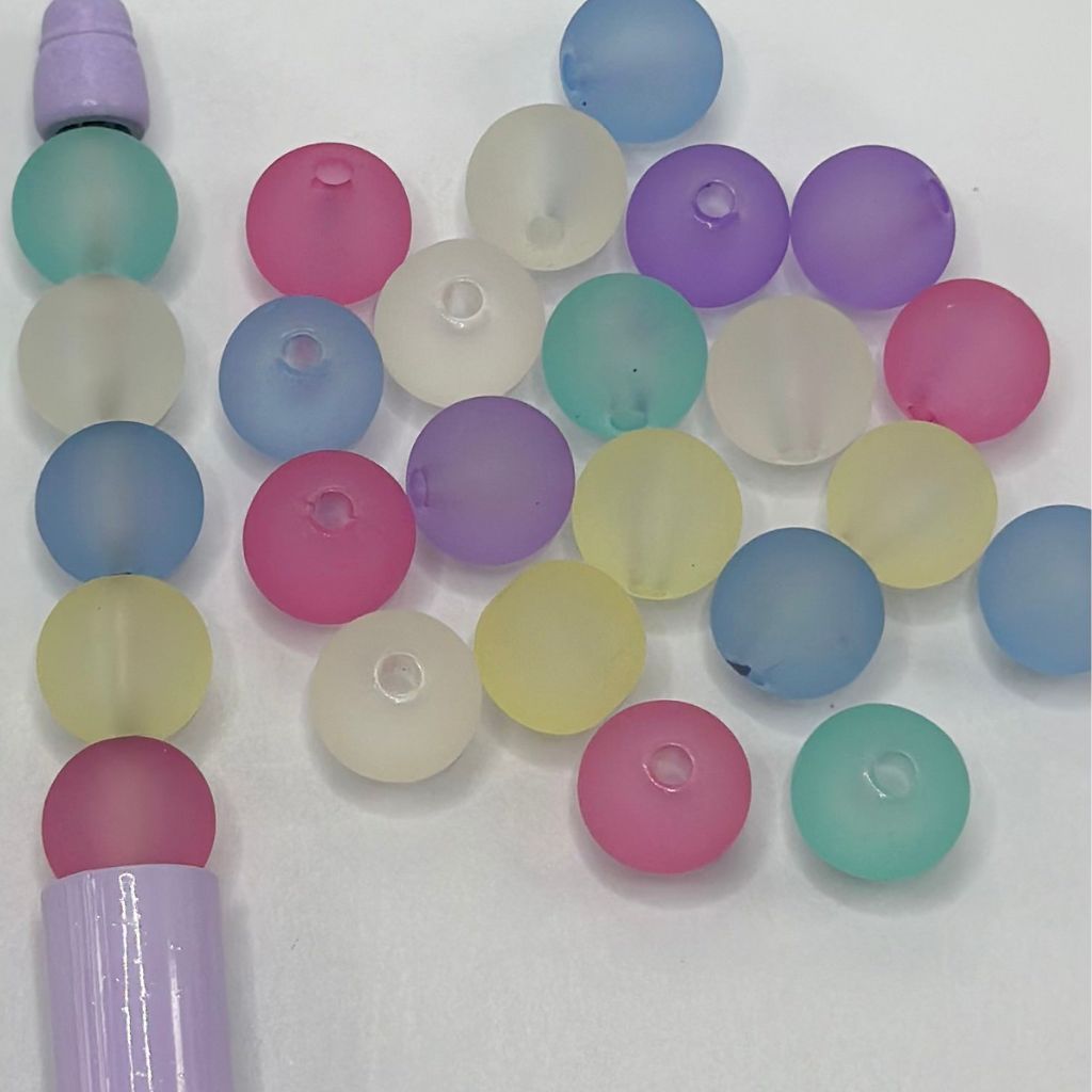 Semi Transparent Acrylic Beads in Matte Solid Colors Clear See-through 12mm Random Mix