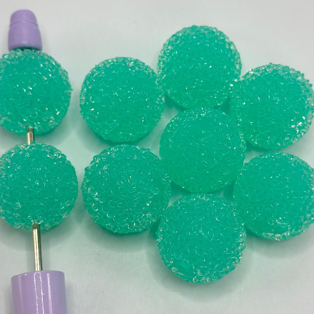 Hard Sugar Beads in Solid Colors Clear Rhinestones Candy Round 20mm