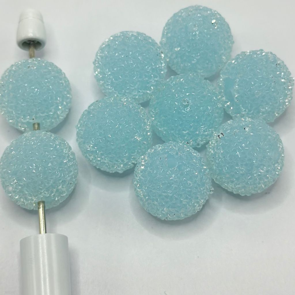 Hard Sugar Beads in Solid Colors Clear Rhinestones Candy Round 20mm