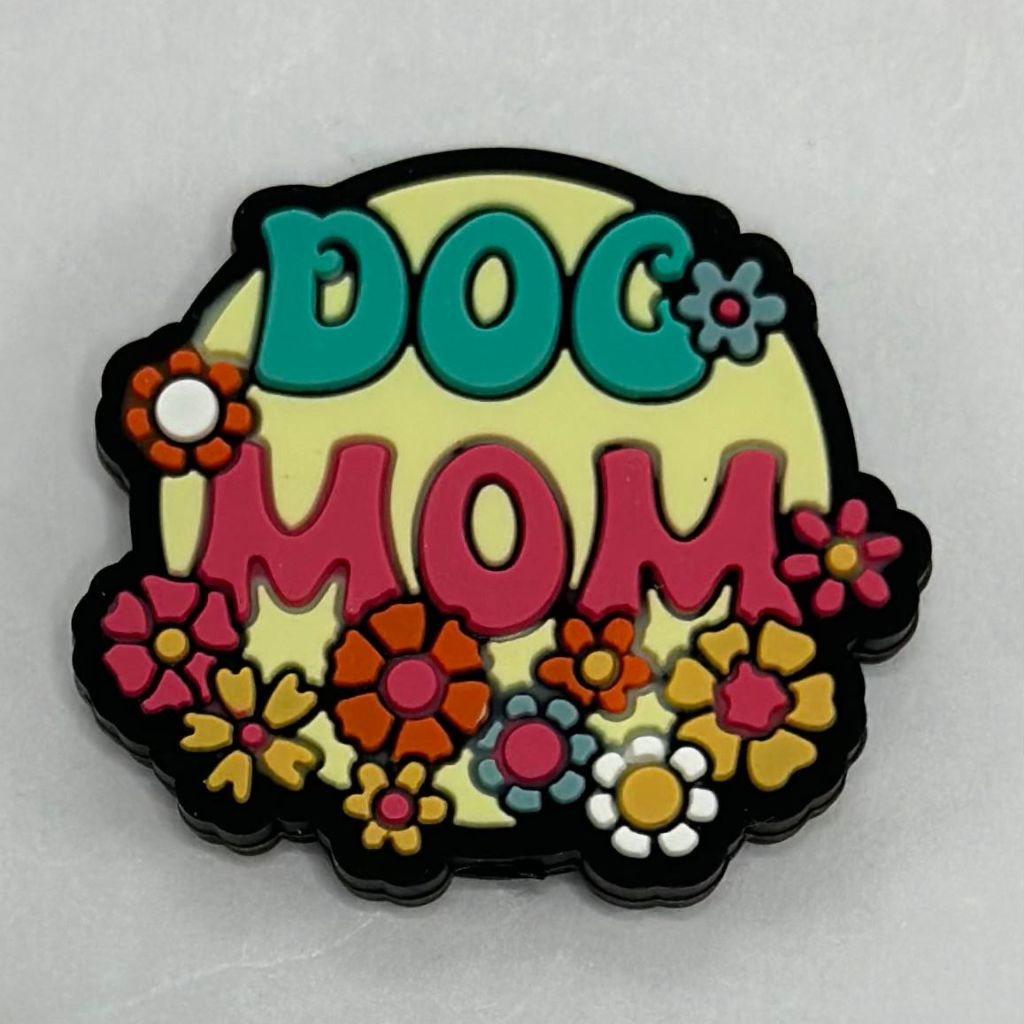 Dog MOM Colorful Flowers Silicone Focal Beads