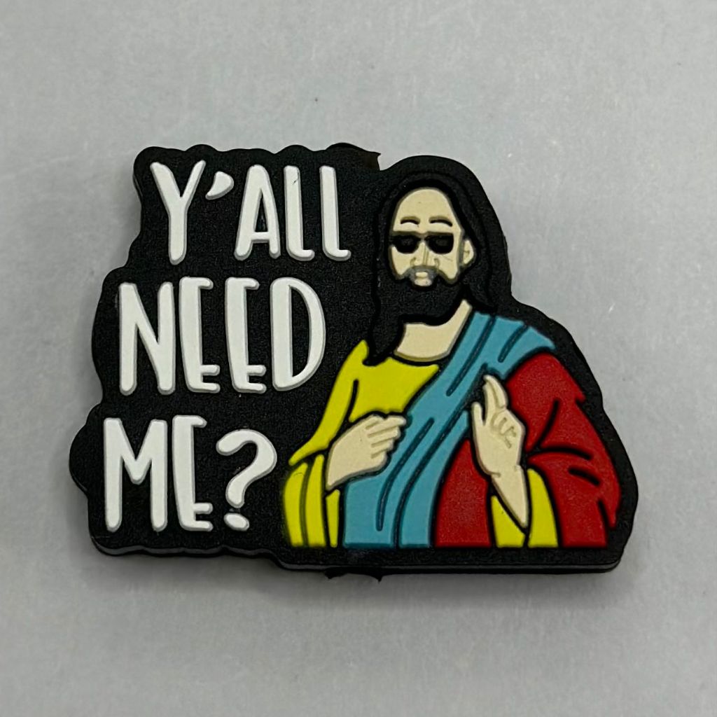 Jesus Religious Christianity Y'All Need Me Silicone Focal Beads