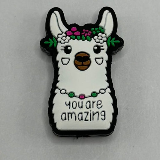 Cute Llama with Garland Alpaca You are Amazing Silicone Focal Beads