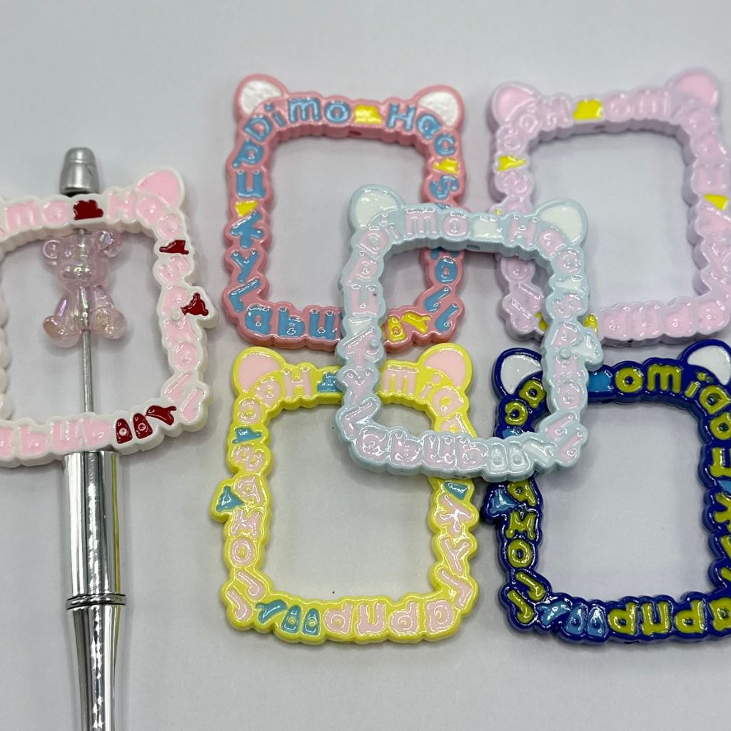 Cute Acrylic Beads Frame Large Size Rectangle 52*60mm Random Mix