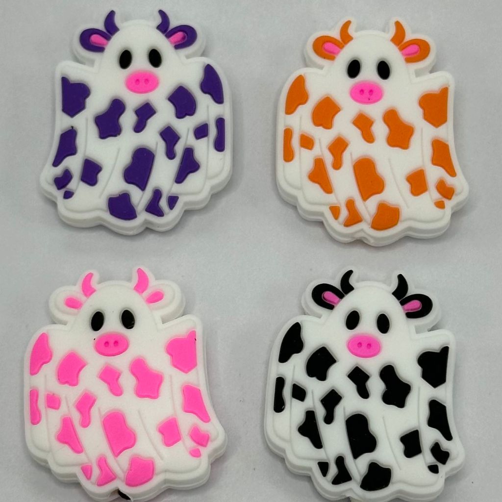 Cute Cow Ghost Costume Scary Halloween Silicone Focal Beads Random Mix