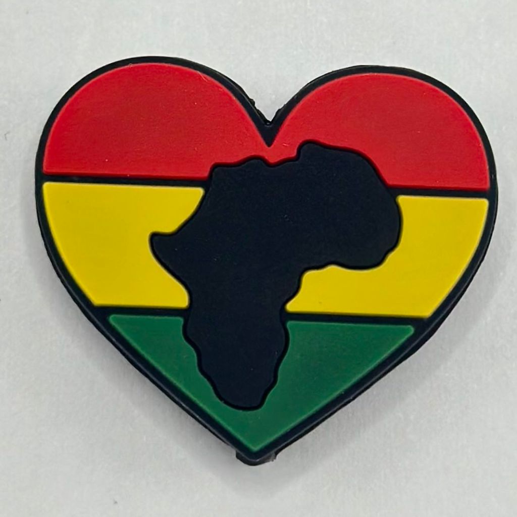 Black History Month Red Yellow Green Flag Africa Heart Juneteenth Silicone Focal Beads